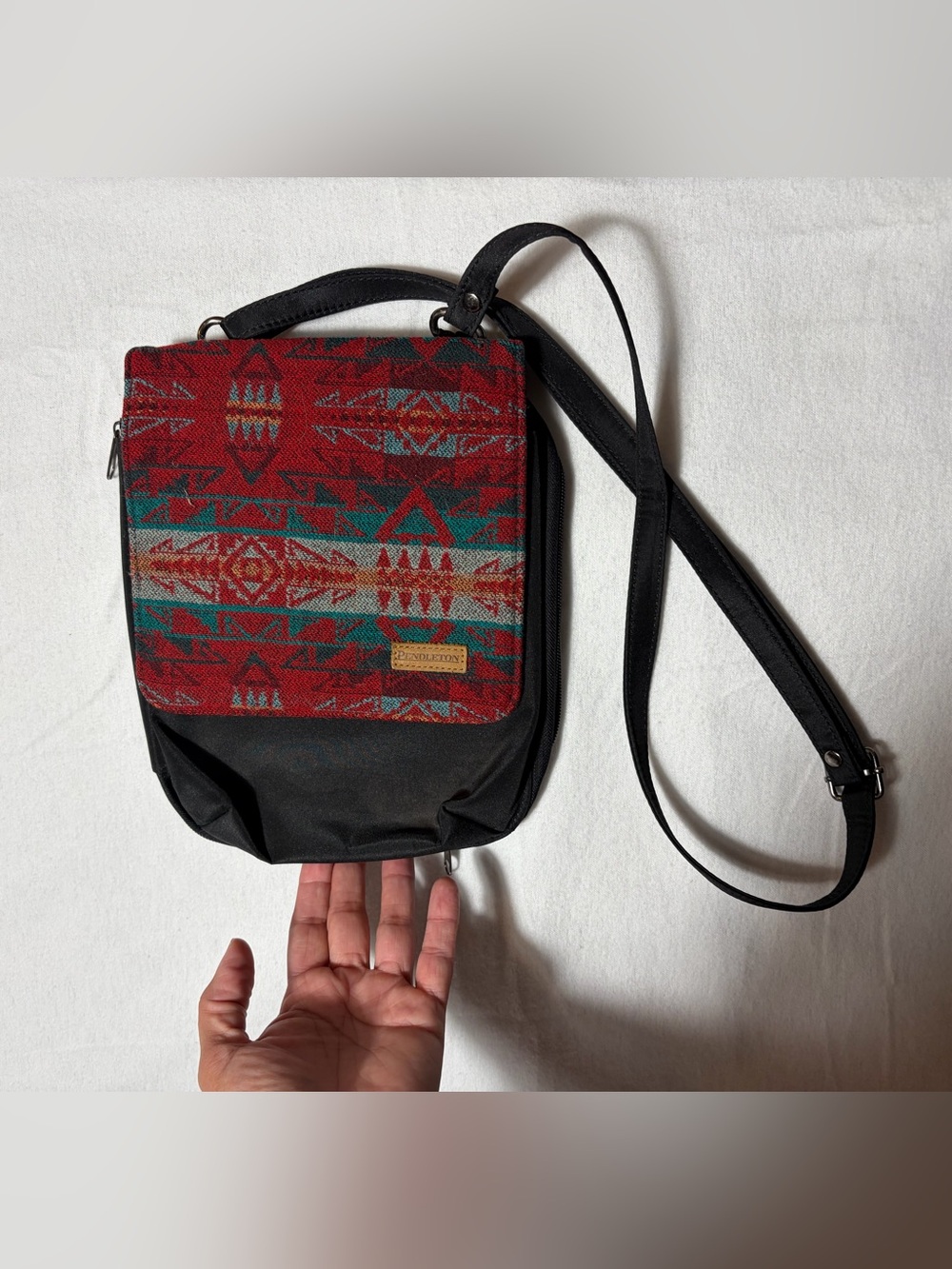 Pendleton Red Teal Patterned Crossbody Bag